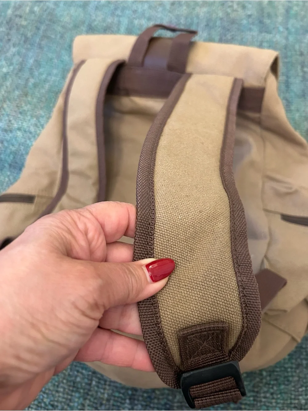 Bella Russo Drawstring Khaki Canvas Backpack 18